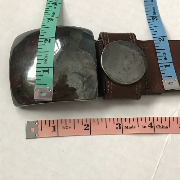 Streets Ahead Belt Italian Leather Wide Brown Handcrafted Heavy Gunmetal Buckle - Picture 6 of 11